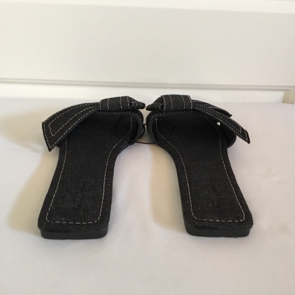 Women’s Open Toe Denim Slip On Slide Flat Sandals - Picture 5 of 7